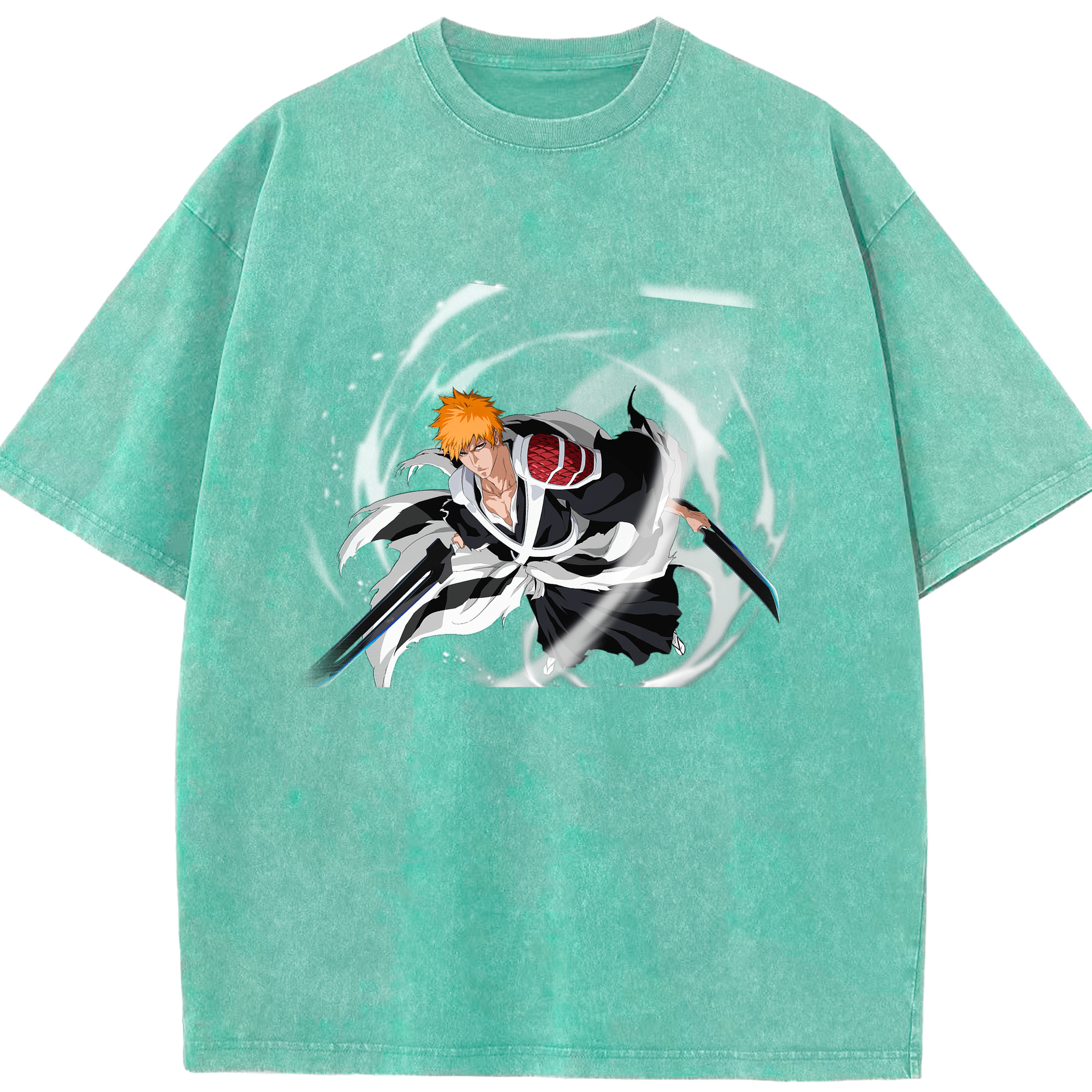 （画像用） ブリーチ 黒崎一護（くろさき いちご）BLEACH Kurosaki Ichigo 綿100% ヴィンテージ風 半袖Tシャツ（フロントプリント）